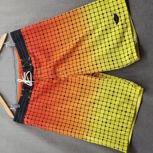 Men's Sims Performance Board Fishing Shorts Orange Yellow Size 38